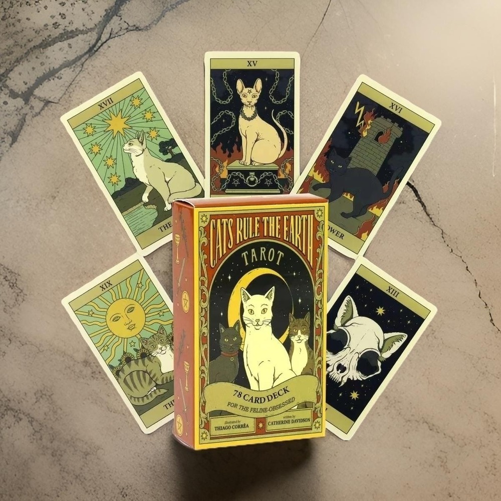 New Cats Rule The Earth Tarot Cards Deck for Beginners Oracle Witch Wicca Zodiac